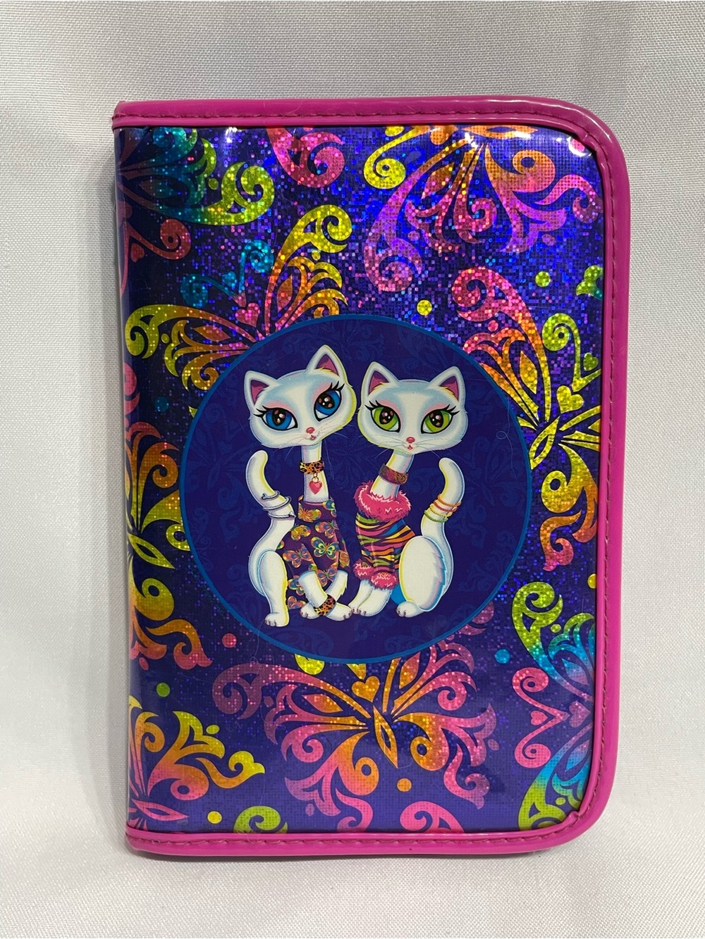 Vintage Y2K Lisa Frank mini zipper binder organizer featuring Roxi & Rollie